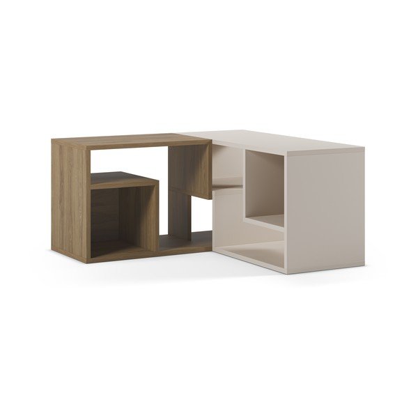 Biely/v prírodnej farbe TV stolík rohový v dekore duba 145x45x35 cm Glina – Marckeric