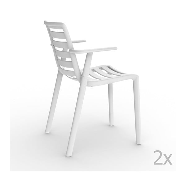 Sada 2 bielych záhradných stoličiek s opierkami Resol Slatkat