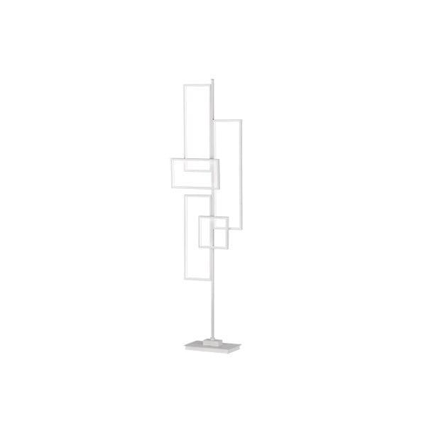 Biela kovová stojacia LED lampa Trio Tucson, výška, 161 cm