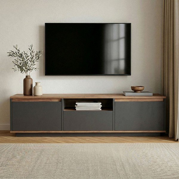 Antracitový TV stolík 160x42x30 cm Sentinel – Kalune Design-image-2