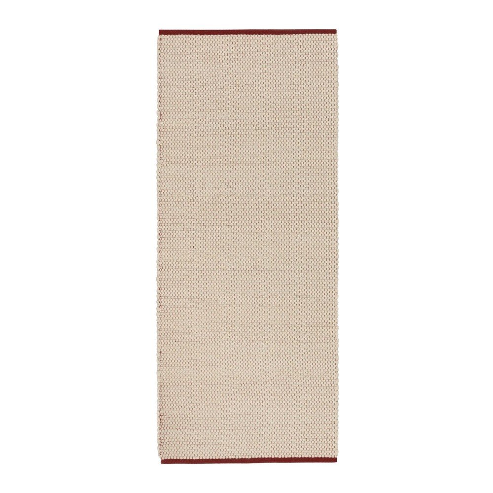 E-shop Červený/béžový ručne tkaný vlnený behúň 80x170 cm Lenu – noo.ma
