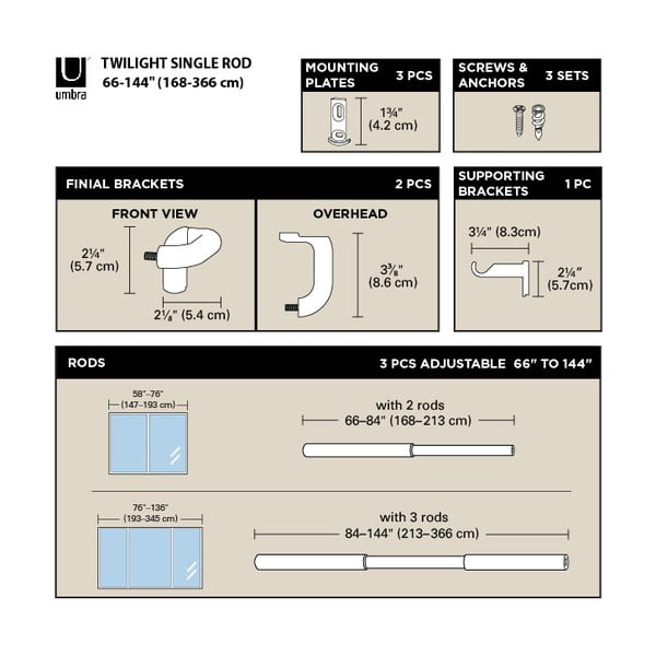 Oceľová roztiahnuteľná garniža 213 - 365 cm Twilight – Umbra-image-4