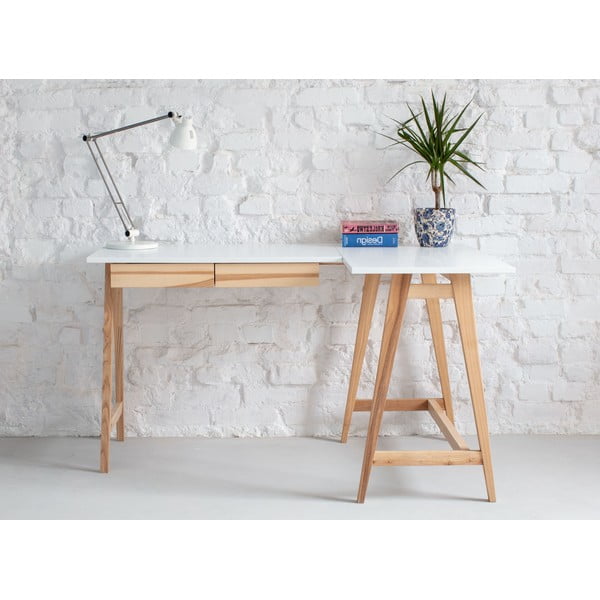 Pracovný stôl s bielou doskou 85x135 cm Luka - Ragaba-image-2