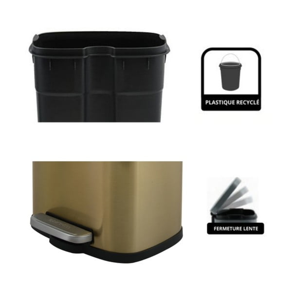 Nášľapný oceľový odpadkový kôš v matne zlatej farbe 5 l Akira – Spirella-image-3