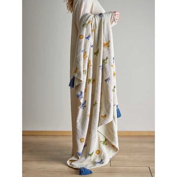 Krémová detská deka 130x160 cm Plane – Bloomingville Mini-image-1