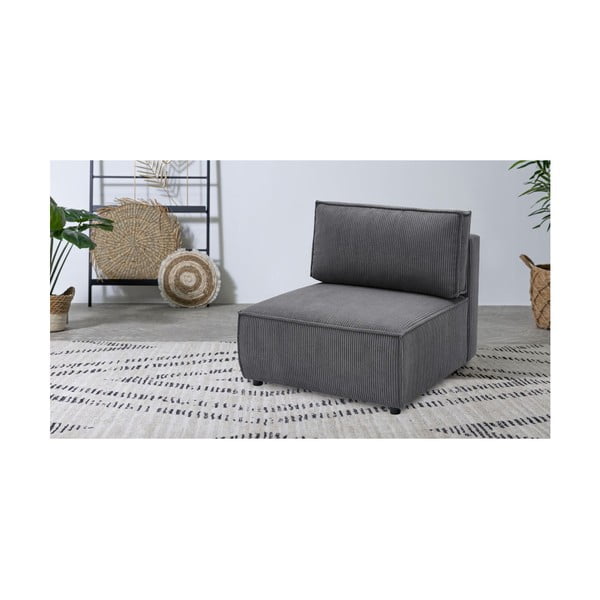 Tmavosivý menčestrový modul pohovky (stredový diel) Nihad modular – Bobochic Paris-image-1