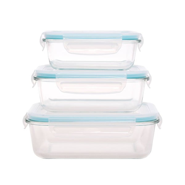 Set 3 sklenených dóz s plastovým vekom Sabichi Grande