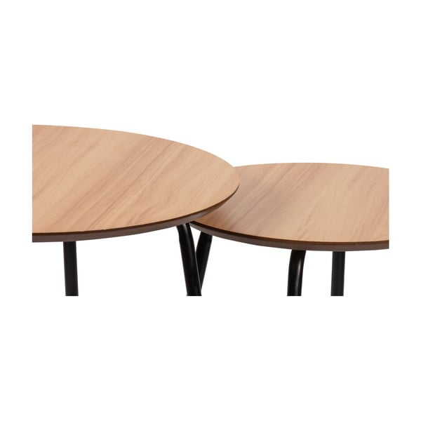 Okrúhle konferenčné stolíky v prírodnej farbe v súprave 2 ks ø 55 cm Luke – Bonami Essentials-image-3