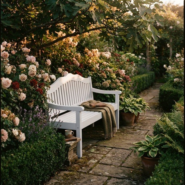 Biela drevená záhradná lavica Austin – Garden Pleasure-image-1