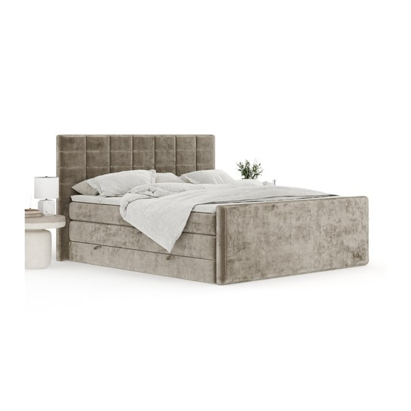 Svetlohnedá boxspring posteľ s úložným priestorom 160x200 cm Ava – Maison de Rêve-image-3