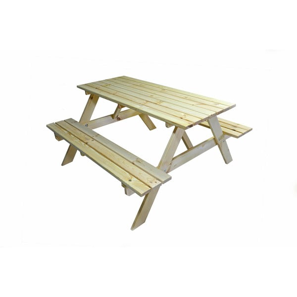 Záhradný jedálenský set z borovicového dreva pre 4 Piknik - Rojaplast-image-3