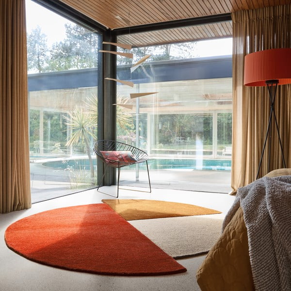 Ručne tkaný vlnený okrúhly koberec v tehlovej farbe ø 200 cm Mia Segment – Flair Rugs-image-1