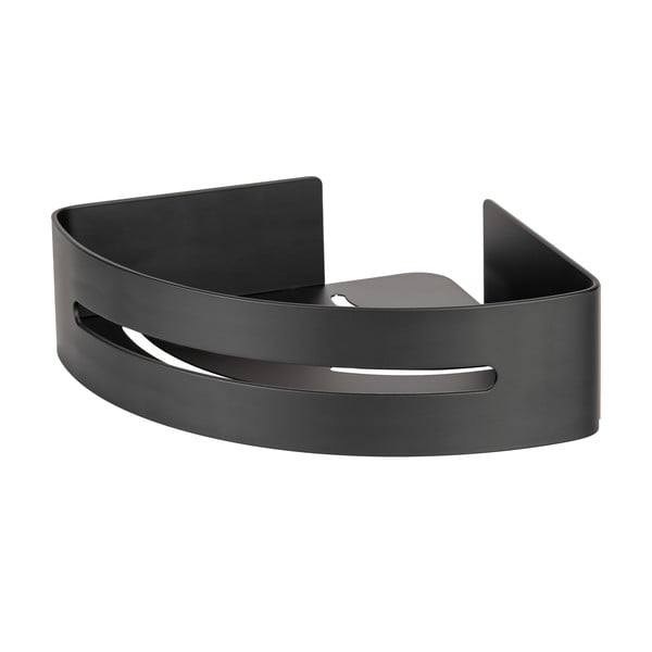 Matne čierna rohová samodržiaca kovová kúpeľňová polička Bivio – Wenko