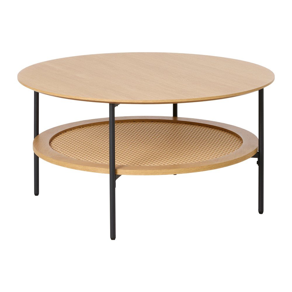 E-shop Okrúhly konferenčný stolík v dekore duba v prírodnej farbe ø 80 cm Pensacola – Unique Furniture