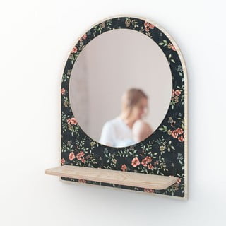 Nastenné zrkadlo s poličkou ø 35 cm French Folk - Dekornik