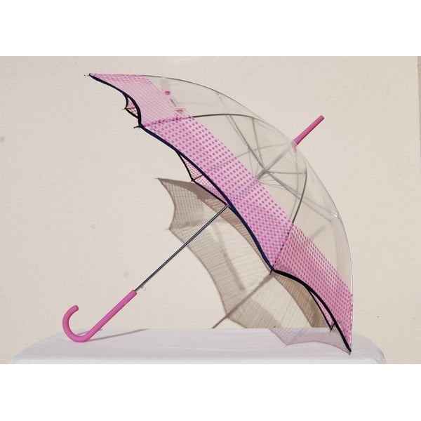 Transparentní dáždnik Vichy, ružový
