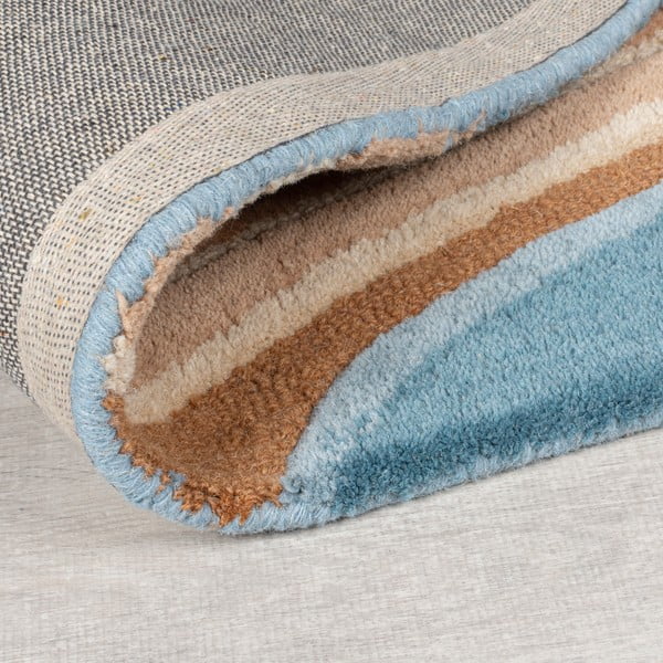 Modrý ručne tkaný vlnený koberec 120x170 cm Abstract Flow – Flair Rugs-image-3