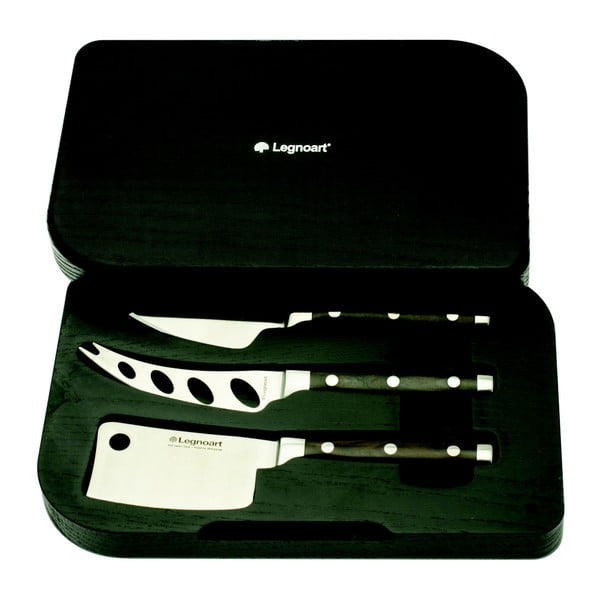 Sada 3 nožov na syry v darčekovom balení Legnoart Latte Wenghe