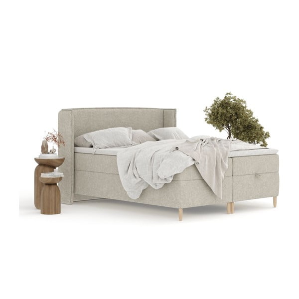 Svetlosivá boxspring posteľ s úložným priestorom 160x200 cm Monpelli – Maison de Rêve-image-3