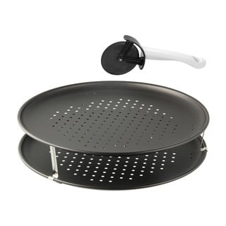 Set 2 perforovaných plechov na pizzu, 3 stojanov a krájača Zenker Special Countries, ø 32 cm