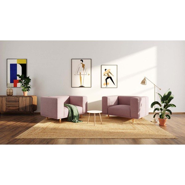 Ružové relaxačné kreslo z textílie bouclé Kukumo – Ame Yens-image-4