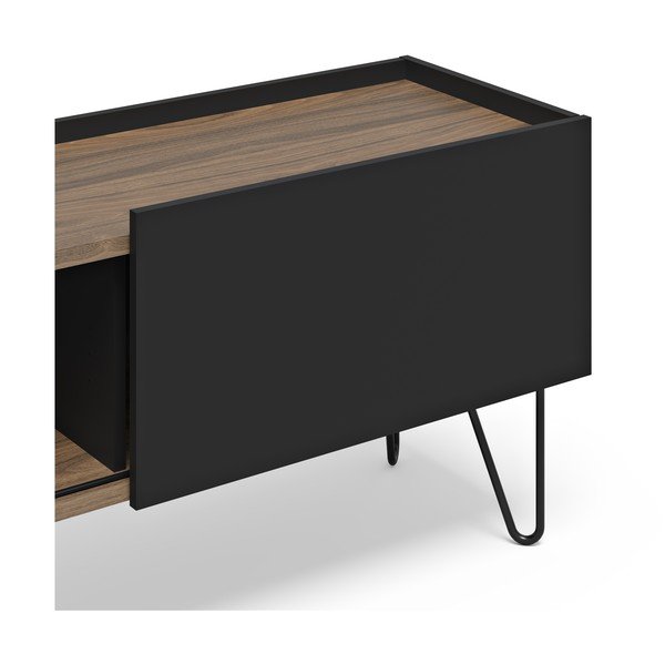 Hnedo-čierny TV stolík v dekore orecha 140x59 cm Nina – TemaHome-image-4