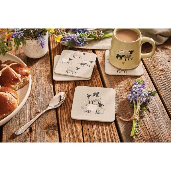 Taupe korkové tácky v súprave 4 ks Highland Sheep – Cooksmart ®-image-1