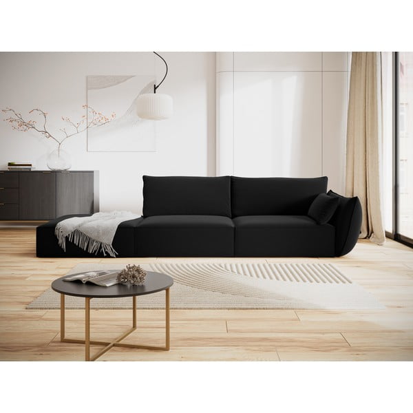Čierna zamatová pohovka pravý roh 264 cm Vanda – Mazzini Sofas-image-1