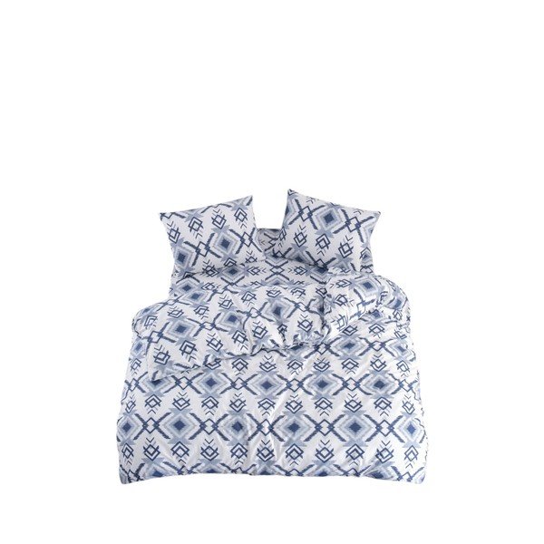 Bielo-modré obliečky na jednolôžko/predĺžené s plachtou/3-dielne 160x220 cm Geometric – Mila Home