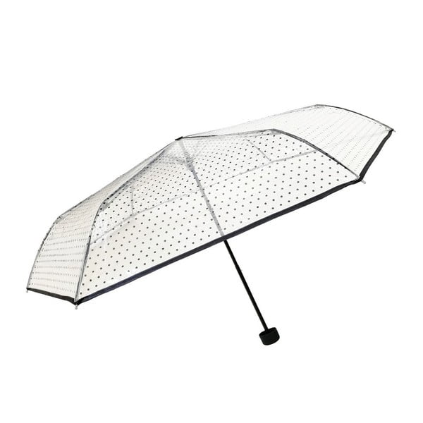 Transparentný skladací dáždnik Ambiance Black Polka Dots, ⌀ 97 cm