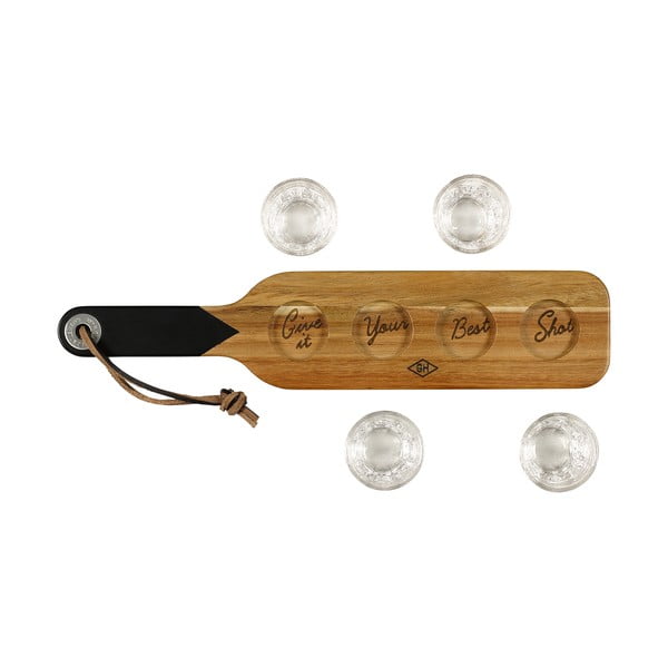 Drevená servírovacia doštička a 4 štamperlíky Gentlemen's Hardware-image-2