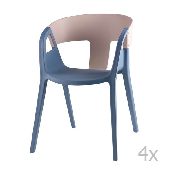 Sada 4 modro-sivých jedálenských stoličiek sømcasa Willa