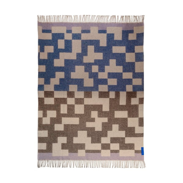 Modro-hnedá deka s prímesou vlny 130x190 cm Maze - Mette Ditmer Denmark