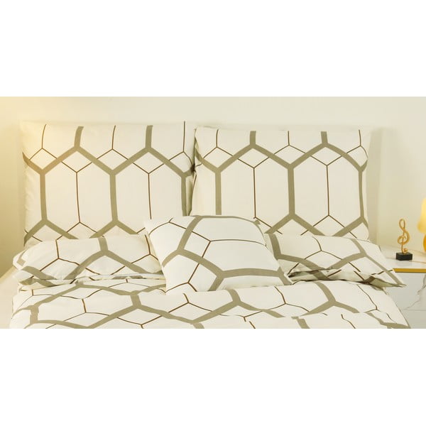 Krémovobiele 6-dielne obliečky na jednolôžko z mikrosaténu 140x200 cm Carter – My House-image-1