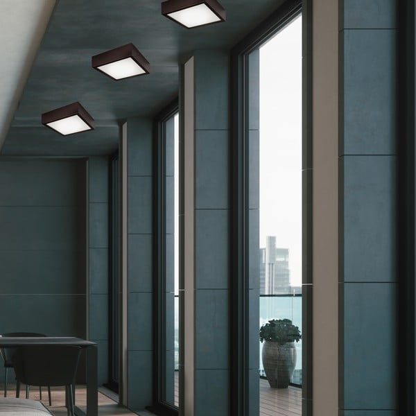 Tmavohnedé stropné svietidlo so skleneným tienidlom 27,5x27,5 cm Quadro – LAMKUR-image-1