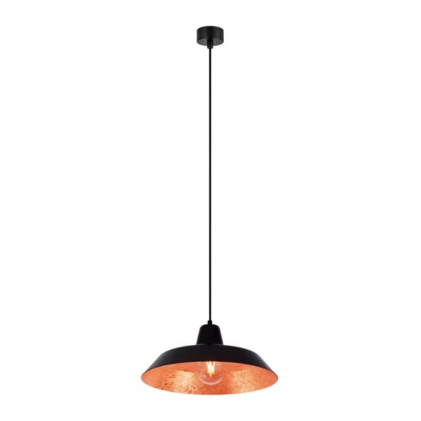 Čierne stropné svietidlo s detailom v medenej farbe Bulb Attack Cinco