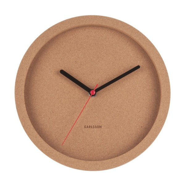 Hnedé nástenné korkové hodiny Karlsson Tom, ⌀ 26 cm