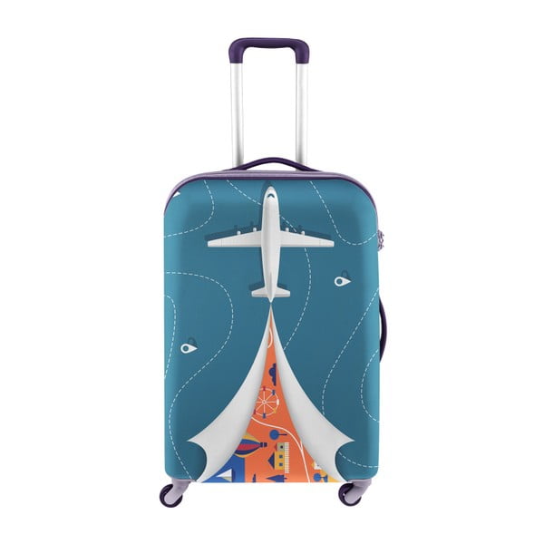 Modrý obal na kufor s motívom lietadla Oyo Concept, 76 × 49 cm
