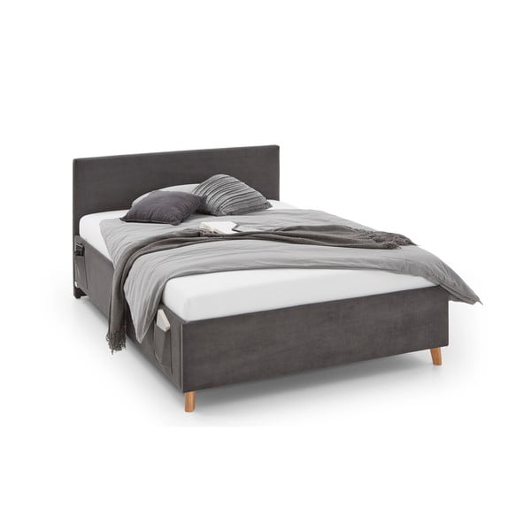 Antracitová čalúnená detská posteľ s úložným priestorom s roštom 140x200 cm Cool – Meise Möbel-image-3