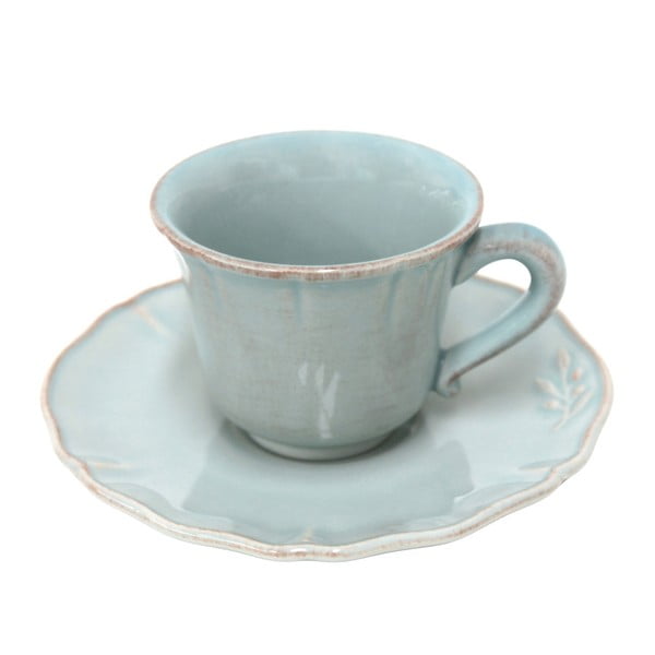 Tyrkysová kameninová šálka na čaj s tanierikom Costa Nova Alentejo, objem 90 ml