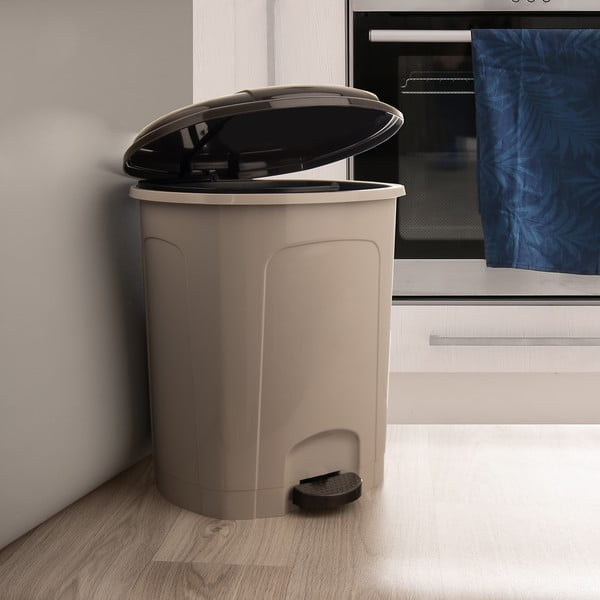 Hnedý nášľapný plastový odpadkový kôš 30 l – Orion-image-1