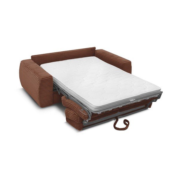 Oranžová menčestrová pohovka na každodenné spanie/rozkladacia 220 cm Hugo – Bobochic Paris-image-4