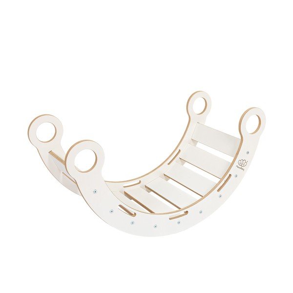 Biela hojdačka z borovicového dreva 39x75x38 cm Montessori – Meowbaby