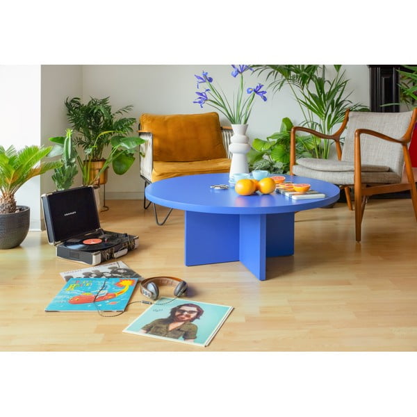 Modrý okrúhly konferenčný stolík ø 100 cm Pausa – Really Nice Things-image-2