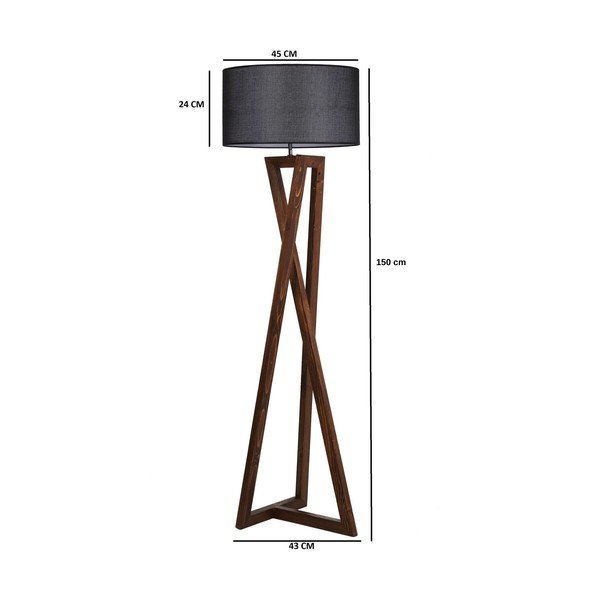 Čierno-hnedá stojacia lampa s textilným tienidlom (výška 149 cm) Maçka – Opviq lights-image-3