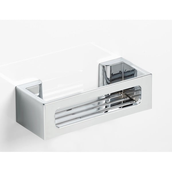 Strieborná samodržiaca plastová kúpeľňová polička Bralia - Wenko-image-3