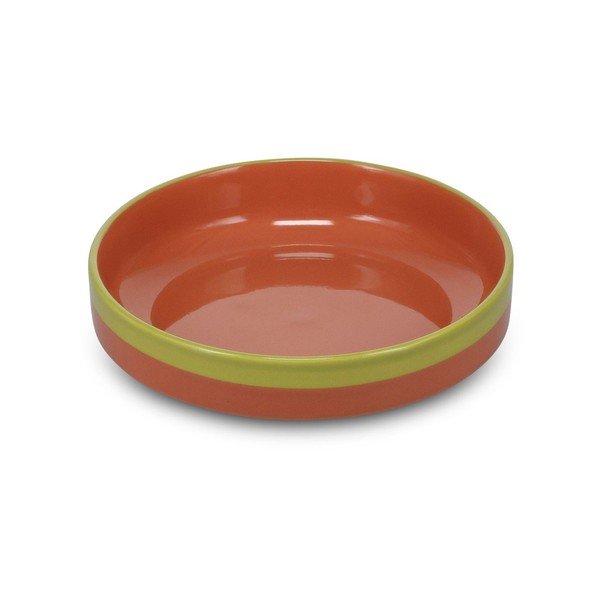 Zelený/oranžový hlboký  kameninový tanier ø 21 cm Duo – ONA