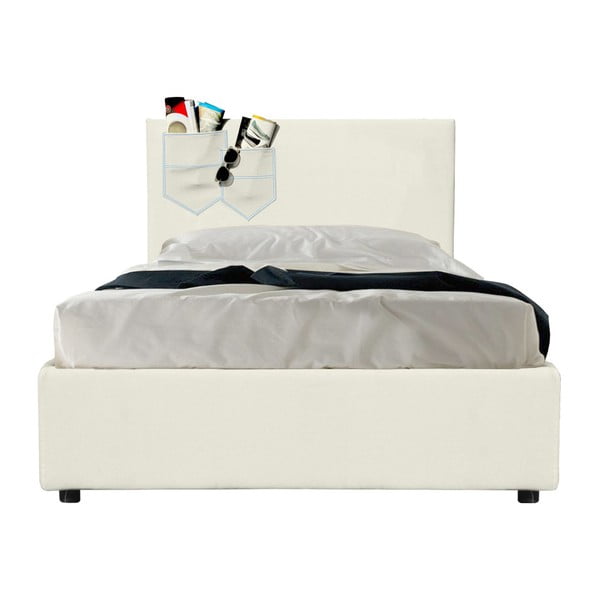 Béžová jednolôžková posteľ s úložným priestorom a matracom 13Casa Task, 80 x 190 cm
