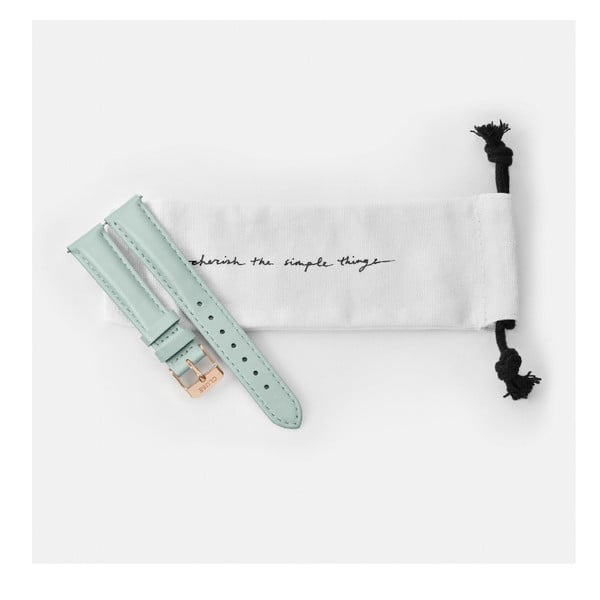 Mätovozelený kožený remienok s detailmi vo farbe ružového zlata k hodinkám Cluse Minuit-image-1