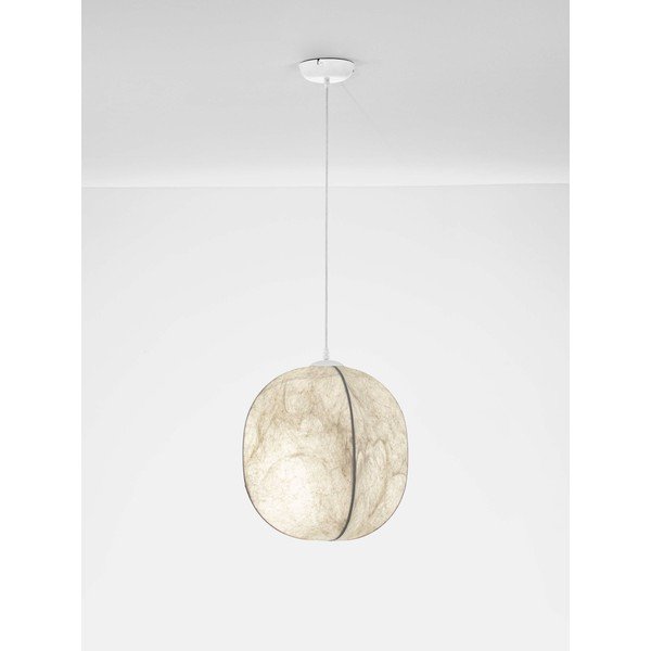 Biele kovové závesné svietidlo s textilným tienidlom ø 42 cm Pierida – Nova Luce-image-4
